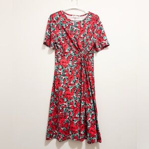 Floral Red and Green Dress